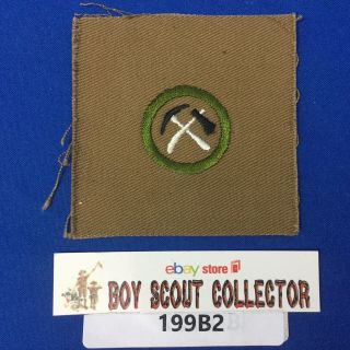 Boy Scout Vintage Pioneering Merit Badge Large Square Teens Era W/ Bsa Logo Back
