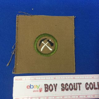 Boy Scout Vintage Pioneering Merit Badge Large Square Teens Era w/ BSA Logo Back 2