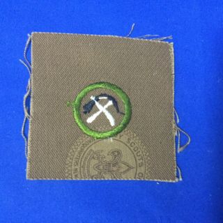 Boy Scout Vintage Pioneering Merit Badge Large Square Teens Era w/ BSA Logo Back 3