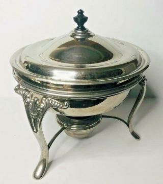 Vintage Manning Bowman & Co 5 Piece Silver Plate Chafing Dish And Pan W/ Burner