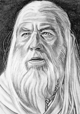 Aceo Sketch Card Lord Of The Rings Ian Mckellen Gandalf The White