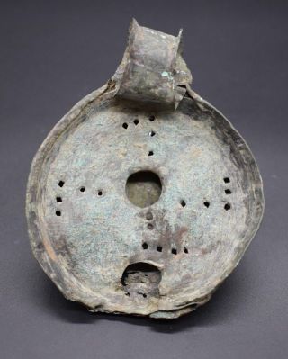 Rare Ancient Roman Bronze Oil Lamp With Sw@stika Design C.  2nd - 3rd Century Ad