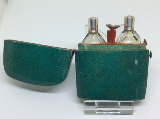 Georgian C1790 Solid Silver Double Scent Perfume Bottle Shagreen Case