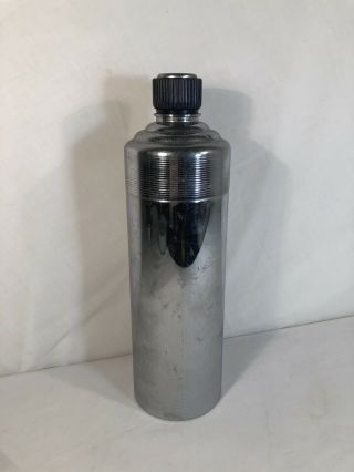 Vintage Collectible Signed Chase Usa Chrome Cocktail Shaker W/ Navy Blue Lid 12”