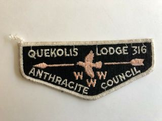 Quekolis Lodge 316 Oa S1 First Flap Patch Order Of The Arrow Boy Scouts Sewn