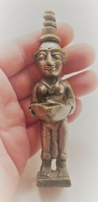 Unresearched Ancient Near Eastern Silvered Bronze Idol Interesting Specimen