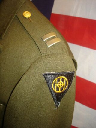 WWII BRITISH MADE US ARMY OFFICER ' S SERVICE COAT,  ALLIED FCS.  HQ & 83RD DIV LARG 2