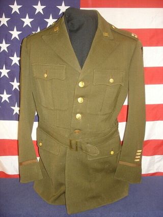 WWII BRITISH MADE US ARMY OFFICER ' S SERVICE COAT,  ALLIED FCS.  HQ & 83RD DIV LARG 3