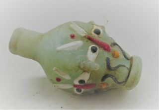 ANCIENT PHOENICIAN GLASS BOTTLE WITH MALE FACE VERY INTERESTING 2