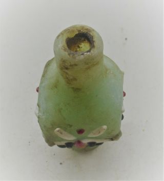 ANCIENT PHOENICIAN GLASS BOTTLE WITH MALE FACE VERY INTERESTING 3