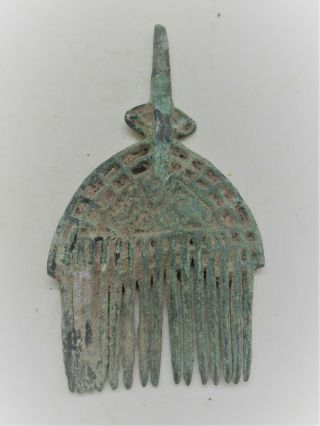 Circa 900 - 1000ad Viking Era Nordic Bronze Beard Comb Rare European Find