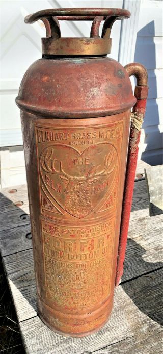 Elkhart Brass All Copper Fire Extinguisher With The Moose On The Front
