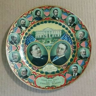 William Howard Taft For President,  Tin Litho Souvenir Campaign Plate,  1908