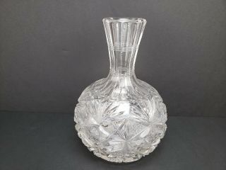 American Brilliant Period Cut Glass Crystal Decanter Vase 8 1/2 "
