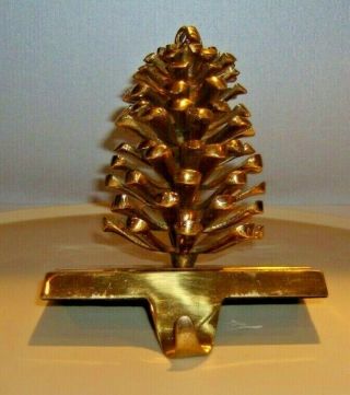 Christmas Fireplace Mantle Solid Brass Pine - Cone Stocking Hook 6 1/2 " T X 5 " W X 5