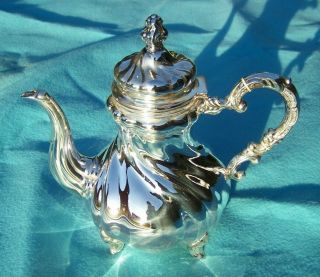 Modern 925 Silver Gadrooned Rococo Style Coffee Pot 395 Grams In Vgc - Danish?
