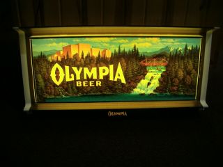 Vintage Olympia Beer Lighted Sign 30x24 " Shape With Waterfall