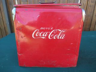 Vintage 1950s Red COCA COLA Cooler Chest with Lid Drink Soda Great Decoration 3