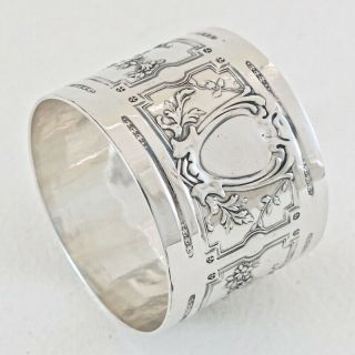 Antique French Sterling Silver Napkin Ring Holder Louis Xvi Chateau Paris 19c