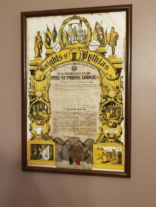 Knights Pythias Supreme Charter For Grand Lodge Maryland 1907