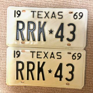 Vintage 1969 Texas License Plate Set Of 2 Pair