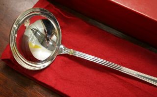 & BOXED RRP £375 LARGE CARTIER SOLID STERLING SILVER & GOLD SOUP LADLE 3