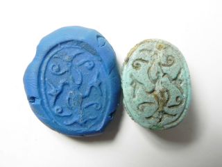 Zurqieh - Af339 - Ancient Egypt,  Very Rare Greco - Roman Faience Scarab.  300b.  C - 200