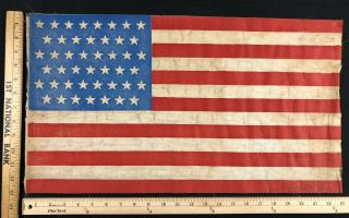 Antique 45 Star US American Flag Spanish American War Era Utah Parade Flag 1890s 2