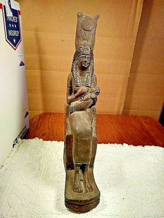 Rare Antique Ancient Egyptian Statue Godess Isis Suckling God Horus 1640 - 1560bc.