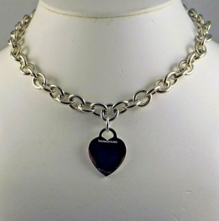 Tiffany & Co 925 Sterling Silver Heart Necklace Chocker 16 " 67.  2g Please Return