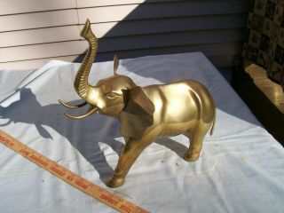 Vintage Large Solid Brass Elephant 14 " Tall - 14 " Long