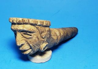 Pre - Columbian Mixtec Stone Face Pipe