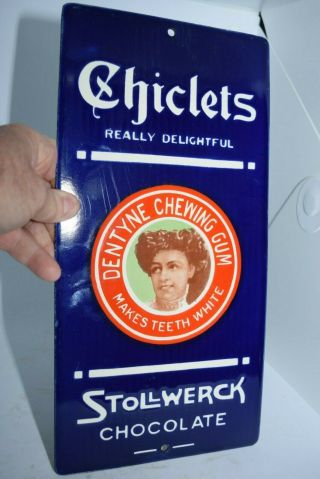 Chiclets / Dentyne Chewing Gum / Stollwerk Chocolate Porcelain Advertising Sign