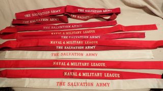 13 Antique Salvation Army Bonnet Cap Ribbons Wwi Naval Military League Hat Bands