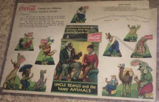 Rare 1931 Coca Cola “uncle Remus” Children’s Cardboard Advertisement