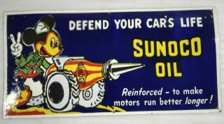 Sunoco Oil Porcelain Enamel Sign 36 X 18 Inches Single Sided Sign