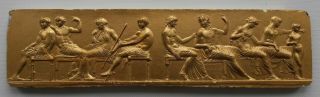 John Henning Gold Painted Plaster Plaque 1818 Of Parthenon Frieze 9.  17 "