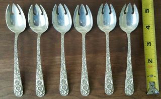 Set Of 12 Repousse Sterling Silver Ice Cream Forks 5.  375 " By S.  Kirk - Mono R