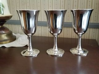 3 Vintage Wallace Sterling 16 Wine/water Goblets Set Of 3 Goblets No Monogram