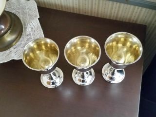 3 VINTAGE WALLACE STERLING 16 WINE/WATER GOBLETS Set of 3 Goblets No Monogram 3