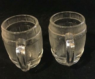 Vtg.  Hazel Atlas Barrell Keg Mug Shot Glasses Set Of - 2/ Double Shot/clear Glass/