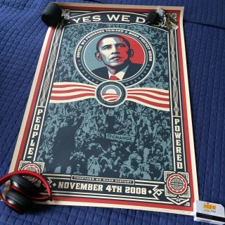 Shepard Fairey Barack Obama Signed Autographed Yes We Did Poster Hope Change