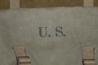 Early WW2 U.  S.  Army OD Canvas Musette Bag w/Straps,  1942 dated VG 3