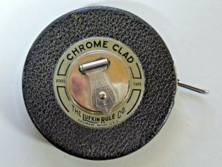 Vintage The Lufkin Rule Co.  Saginaw Mi Chrome Clad Steel Tape 50ft.