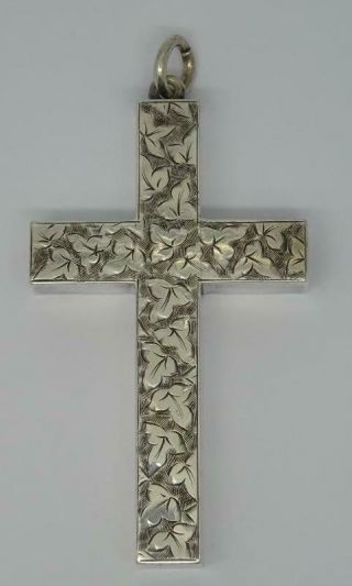 Antique Victorian Hallmarked Silver Cross Pendant - 5.  7cm X 3.  2cm C1882