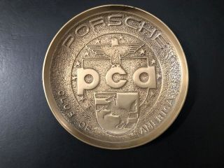 Porsche Club Of America Vintage Bowl Plate Brass