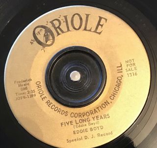 Obscure Promo Blues R&b 45 Rpm On Oriole 1316/1317 By Eddie Boyd