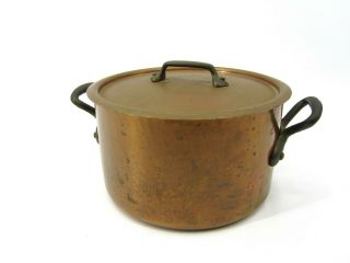 Vintage French Solid Copper Stew Pot With Lid France E Dehillerin