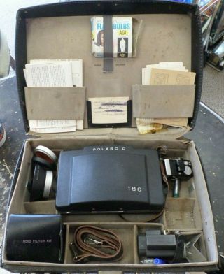 Vintage Polaroid 180 Land Camera With Accessories