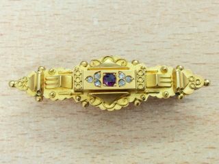 Antique 15ct Gold Ruby & Diamond Brooch Pin 1890